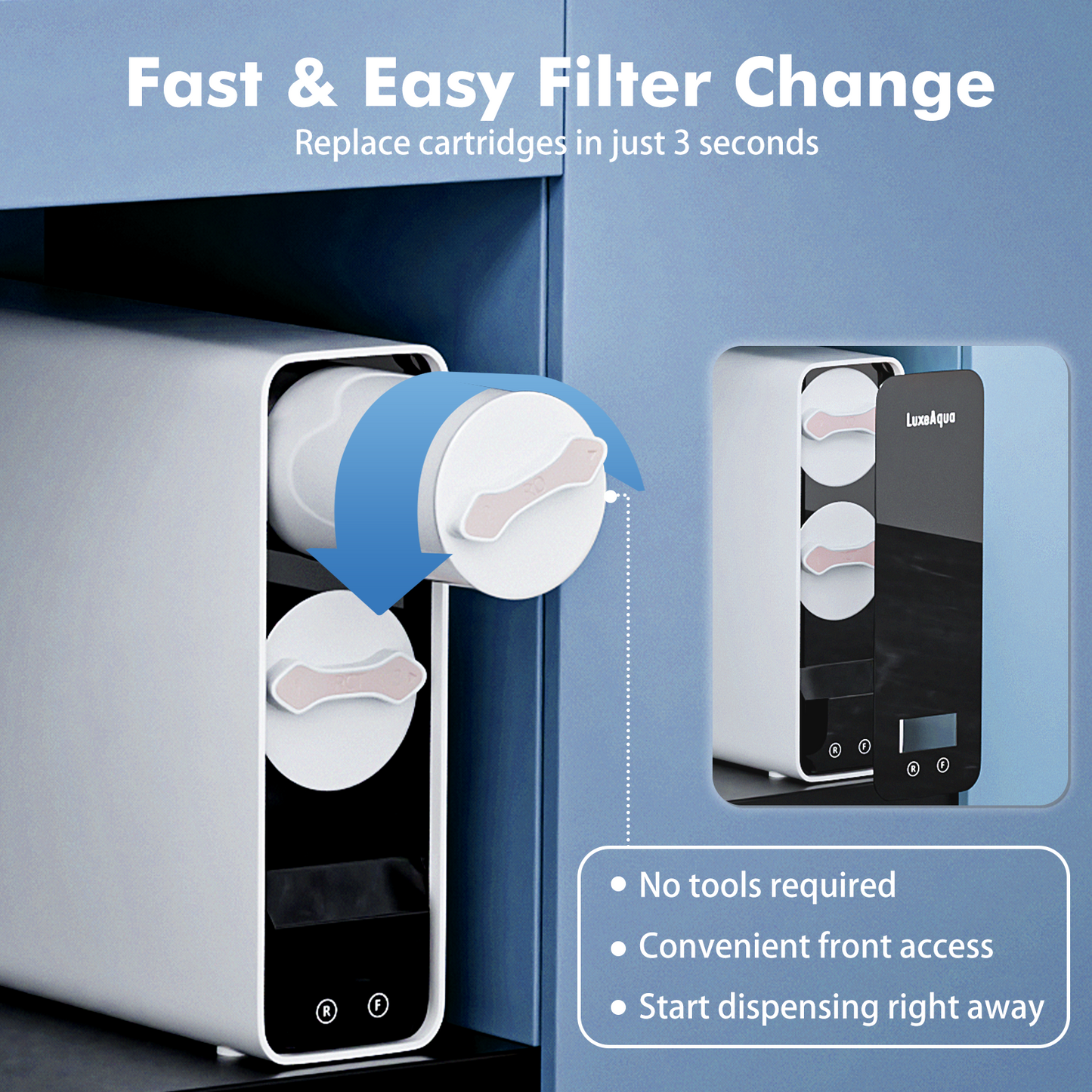RO7505F-1000G Reverse Osmosis System, 1000 GPD, Multi- Stage Tankless Reverse Osmosis Water Filter, NSF/ANSI 42 & 58 & 372 Certified, Under Sink RO System, 4:1 Pure to Drain, Smart LED Faucet